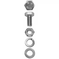 Болт (DIN933) в комплекте с гайкой (DIN934), шайбой (DIN125), шайбой пруж. (DIN127), M8x45мм, 4шт, ЗУБР