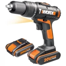 Дрель-шуруповерт ударная аккумуляторная WORX WX371.3, 20В, 40Нм, 1.5Ач x2, сумка