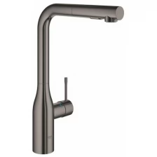 Grohe Смеситель для кухни Grohe Essence New с выдвижным изливом, тёмный графит глянец (30270A00)