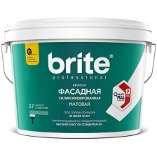 Краска фасадная Brite Professional Силиконизированная база А, белая, матовая (2,7л)