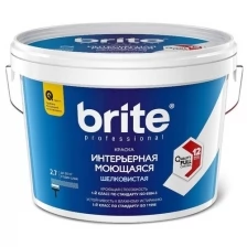 BRITE PROFESSIONAL краска интерьерная супермоющаяся шелковистая, база С (9л)