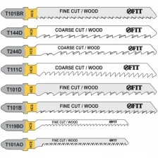 Набор полотен для электролобзика 10 шт.(T101D; T111Cx2; T101B; T119BO; T144Dx2; T244D; T101AO; T101BR) FIT 41013