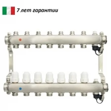 Коллекторная группа ONDO нерж сталь 7 вых. в сборе с термостатическими и запорными клапанами
