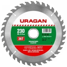 Диск пильный по дереву Uragan Optimal Cut 230x30 36T 36801-230-30-36