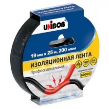 Изолента профессиональная UNIBOB 19ммх25 м, черная, 200 мкн 3 шт.